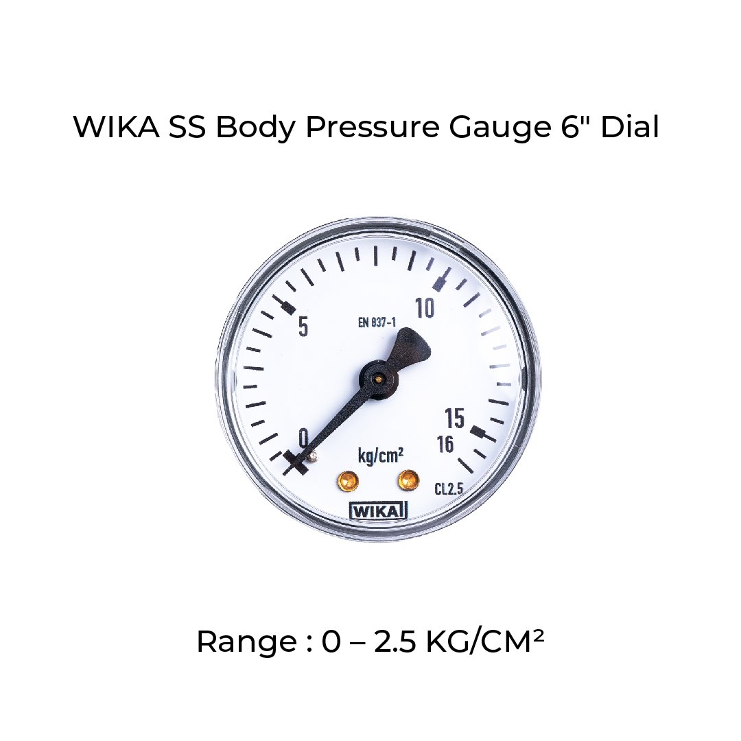 WIKA Pressure Gauge Body MS , Dial Size 50mm , Range 0 2.5 KG